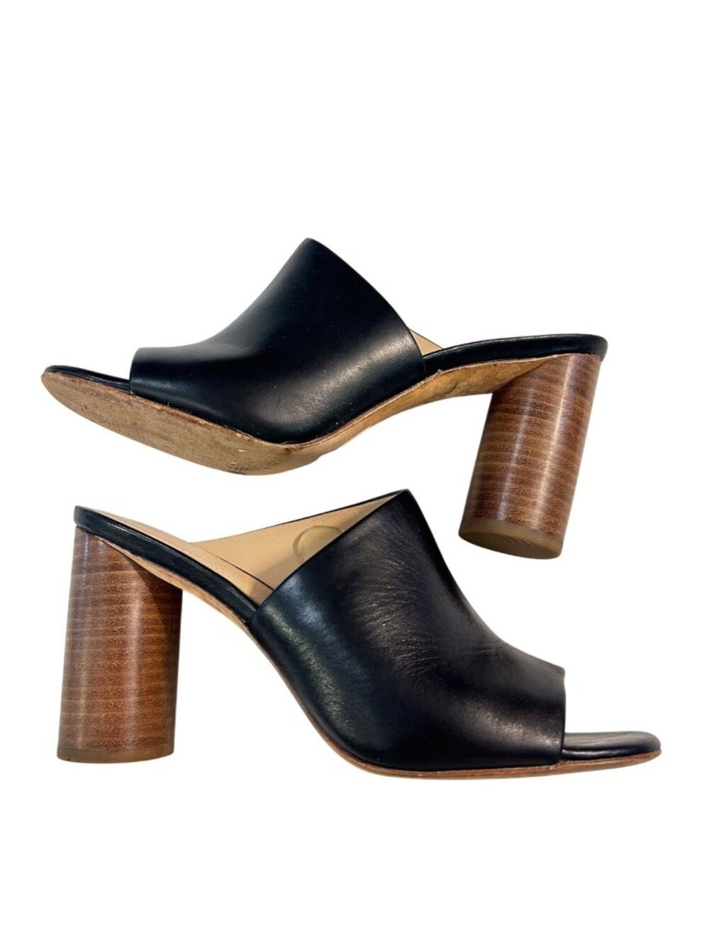 Pour la Victoire Black leather mule Slides Heels 6.5